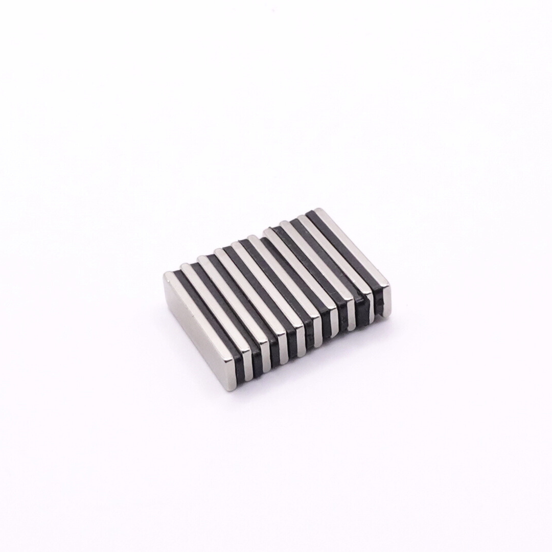 25x7.6x2mm N38 Ni Neodymium Block Magnets (Pack of 10)