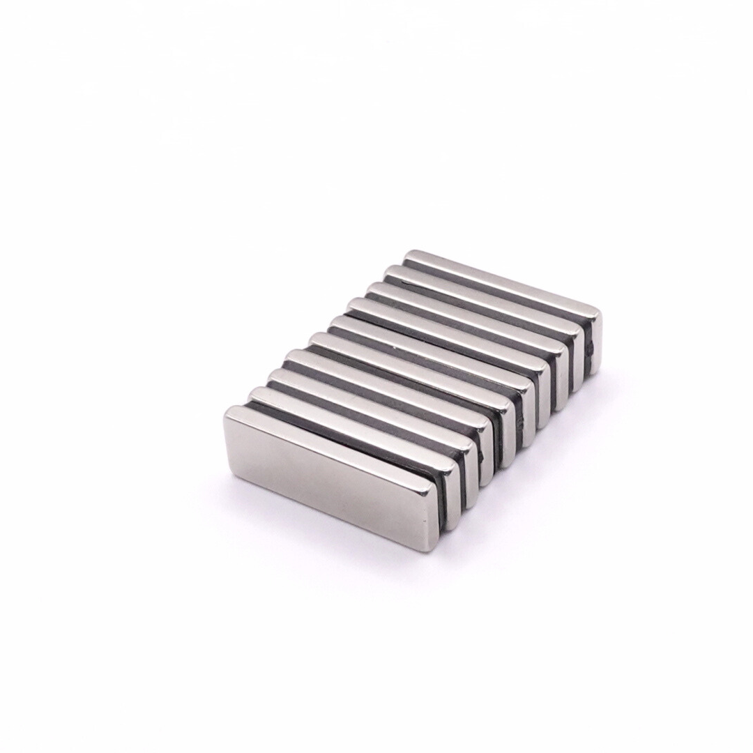 30x10x3mm N38 Ni Neodymium Block Magnets (Pack of 10)