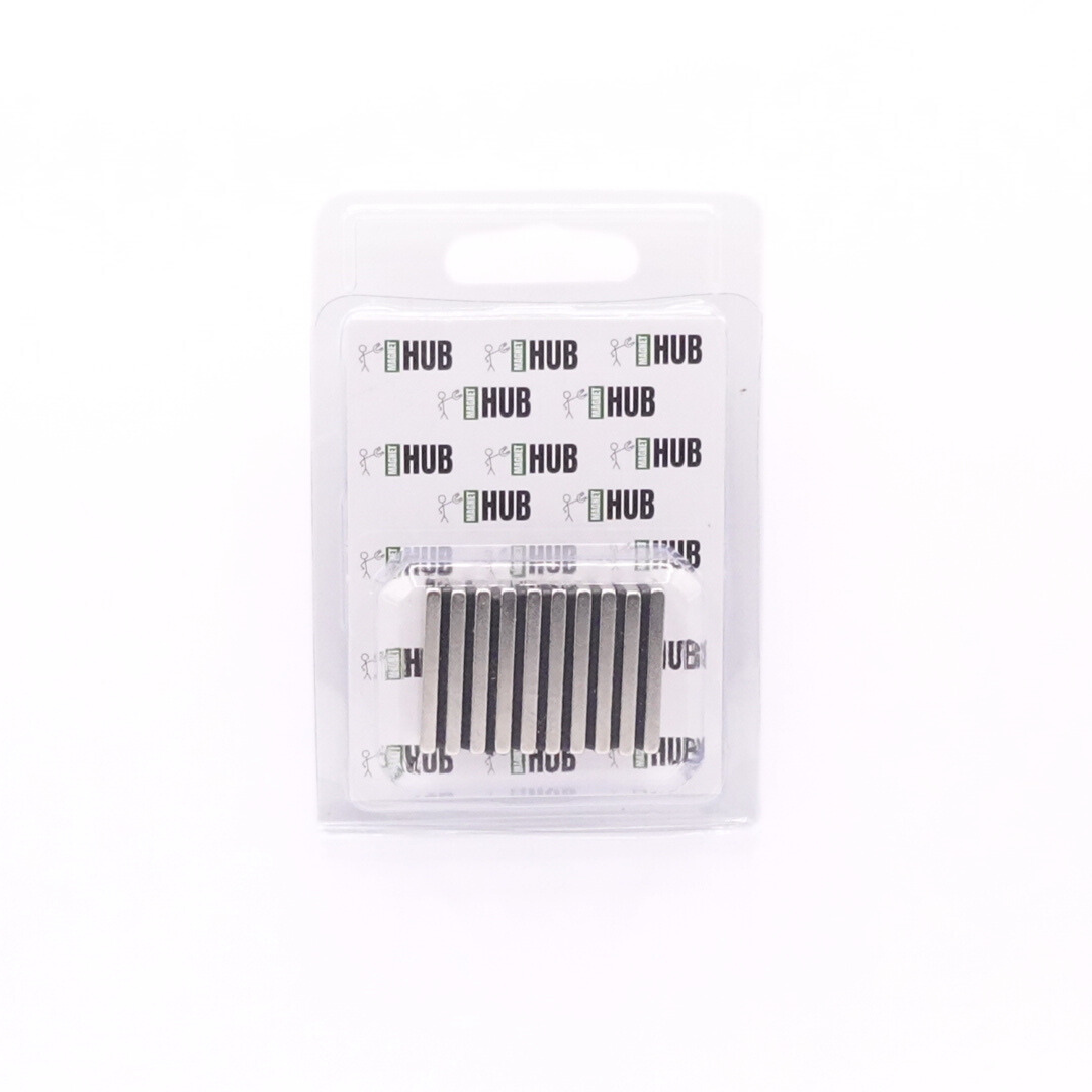 30x10x3mm N38 Ni Neodymium Block Magnets (Pack of 10)