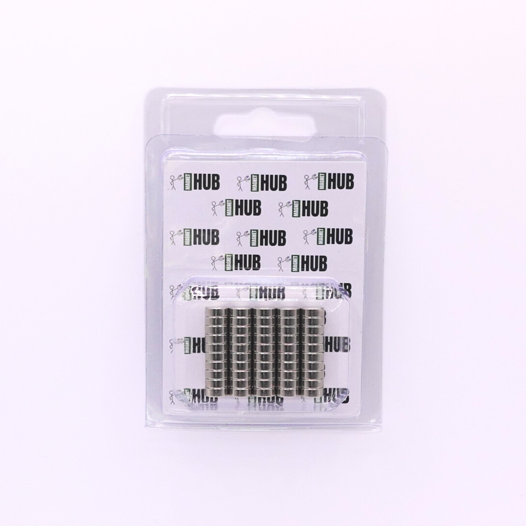8x3mm N38 Ni Neodymium Discs Magnets (Pack of 50)