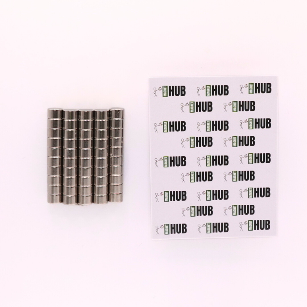 8x5mm N38 Ni Neodymium Discs Magnets (Pack of 50)