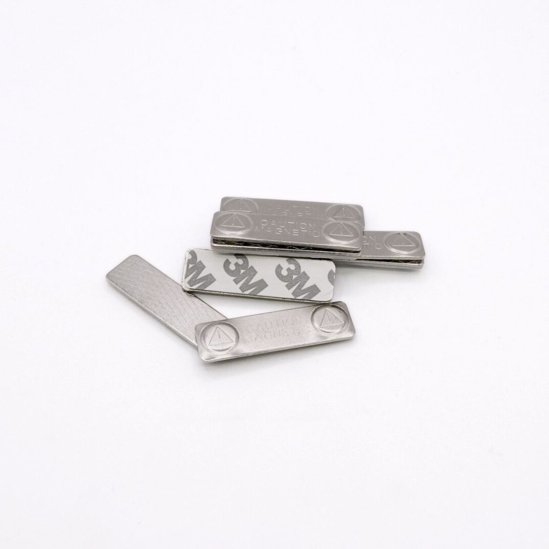 L45x15x4mm (2 Magnets) Rectangle Steel Badge (Pack of 5)