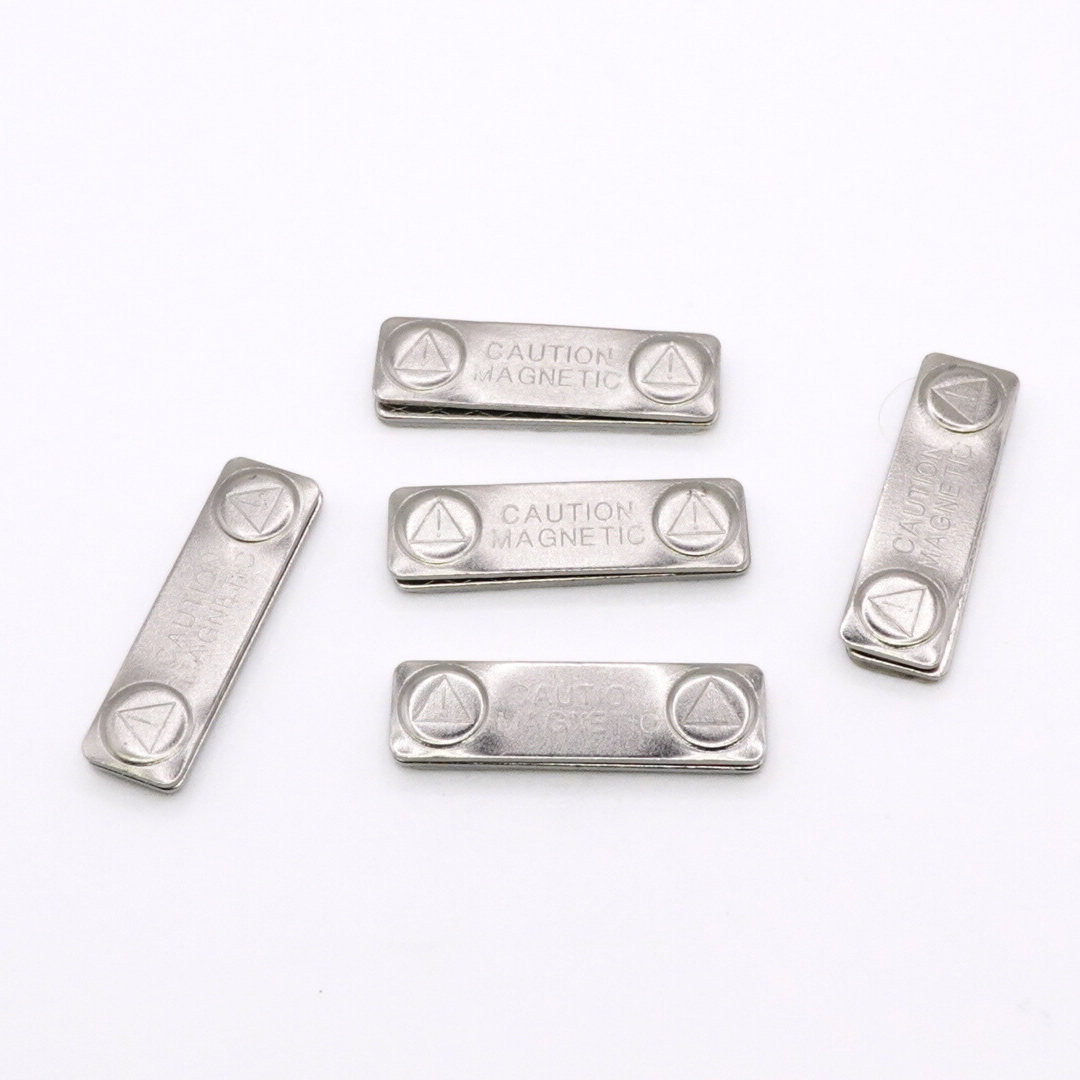 L45x15x4mm (2 Magnets) Rectangle Steel Badge (Pack of 5)