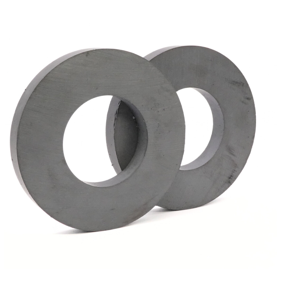 Od80xId40X10mm Y30BH Uncoated Ferrite Ring Magnets (Pack of 2)