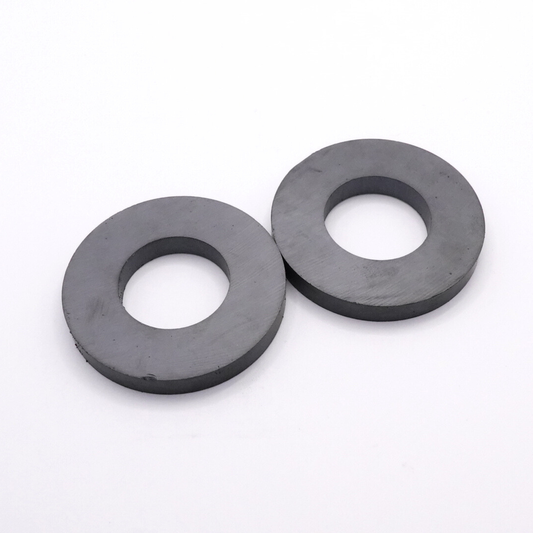 Od80xId40X10mm Y30BH Uncoated Ferrite Ring Magnets (Pack of 2)