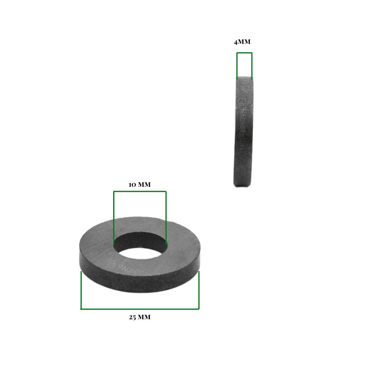 Od25xId10X4mm Y30BH Uncoated Ferrite Ring Magnets (Pack of 20)