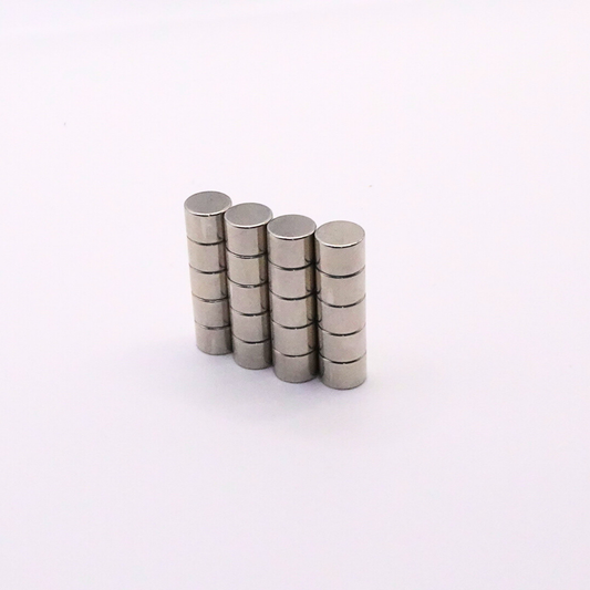 10x7mm N38 Ni Neodymium Discs Magnets (Pack of 20)