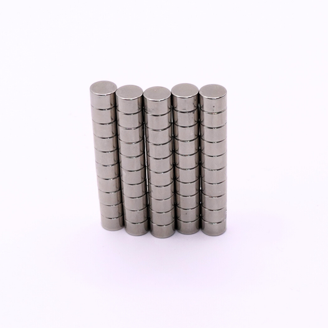 8x5mm N38 Ni Neodymium Discs Magnets (Pack of 50)